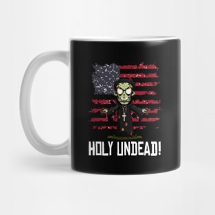 Scary Halloween Zombie Priest Preacher Happy 4th Usa American Flag July Fourth Mug